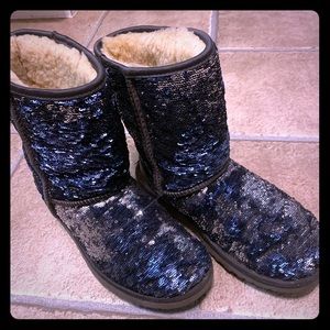Ugg Silver & Blue Sparkle Boots